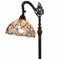 Estallar 62 in. Traditional Shaped Floor Lamp with White Stained Glass Bowl Shade, Brown ES3102175